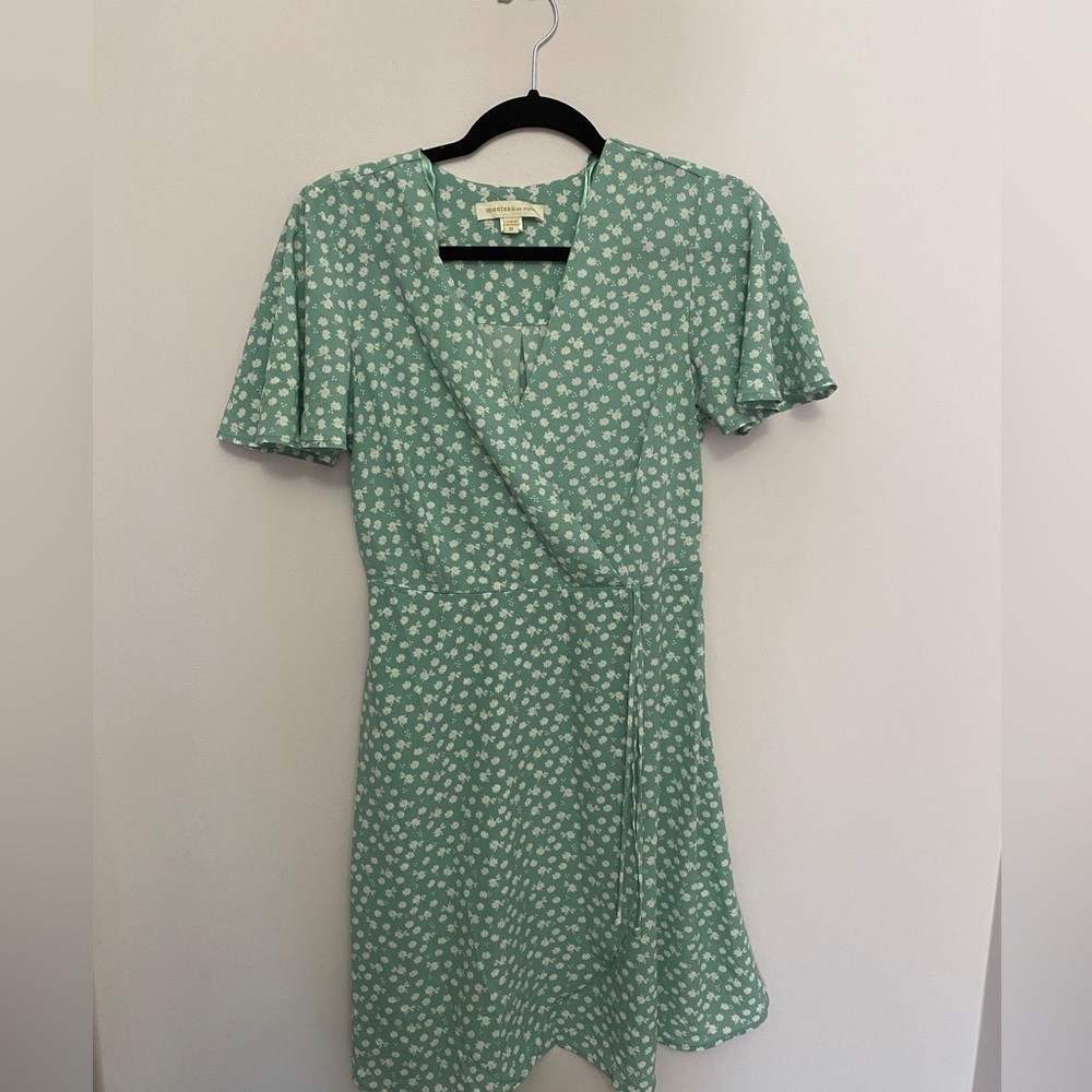 Green Floral Wrap Dress